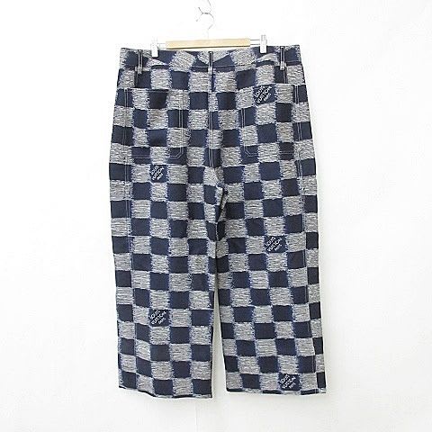 Louis Vuitton Damier Pants Wool Rm241 M FVD Hqp08 W 24 SS Large Size Navy Blue