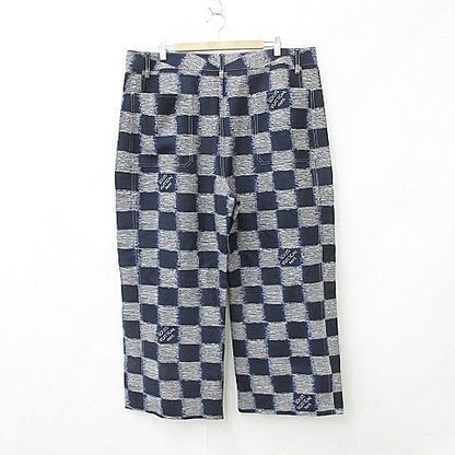 Louis Vuitton Damier Pants Wool Rm241 M FVD Hqp08 W 24 SS Large Size Navy Blue