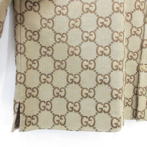 Gucci Maxi GG Canvas Shirt Pattern Zaht5 Large Size Brown Camel