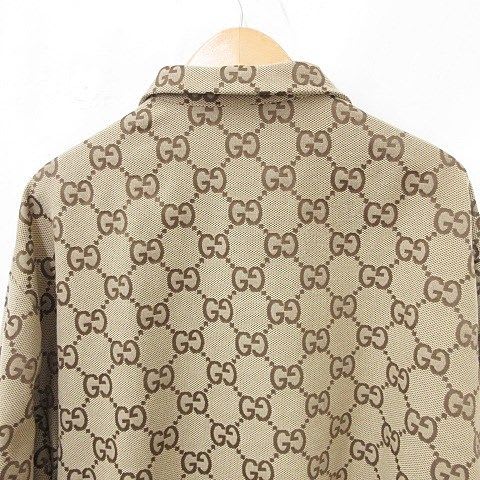 Gucci Maxi GG Canvas Shirt Pattern Zaht5 Large Size Brown Camel
