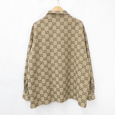 Gucci Maxi GG Canvas Shirt Pattern Zaht5 Large Size Brown Camel