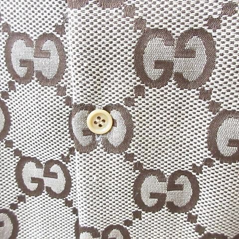 Gucci Maxi GG Canvas Shirt Pattern Zaht5 Large Size Brown Camel