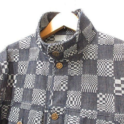 Louis Vuitton Damier Denim Jacket Distorted Rm231 Q EW2 Hla50 W Cotton Large Size
