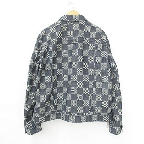 Louis Vuitton Damier Denim Jacket Distorted Rm231 Q EW2 Hla50 W Cotton Large Size