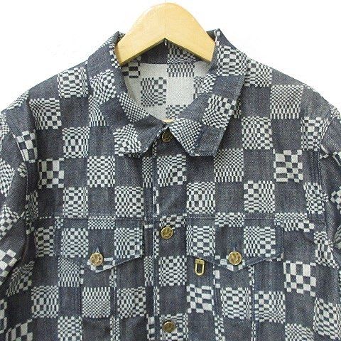 Louis Vuitton Damier Denim Jacket Distorted Rm231 Q EW2 Hla50 W Cotton Large Size