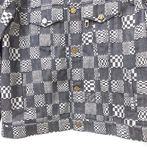 Louis Vuitton Damier Denim Jacket Distorted Rm231 Q EW2 Hla50 W Cotton Large Size