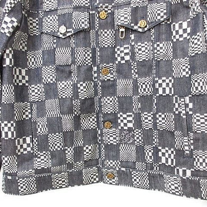 Louis Vuitton Damier Denim Jacket Distorted Rm231 Q EW2 Hla50 W Cotton Large Size