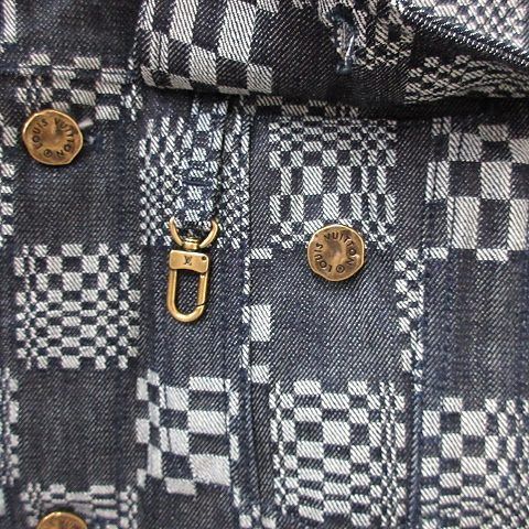 Louis Vuitton Damier Denim Jacket Distorted Rm231 Q EW2 Hla50 W Cotton Large Size