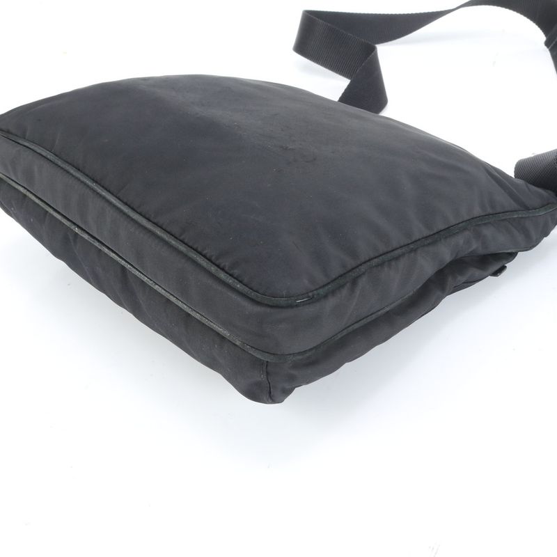 Prada Tessuto Nylon Triangle Logo Leather Shoulder Bag Crossbody Commuting