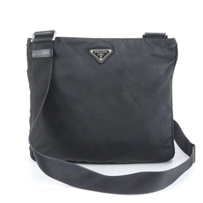 Prada Tessuto Nylon Triangle Logo Leather Shoulder Bag Crossbody Commuting