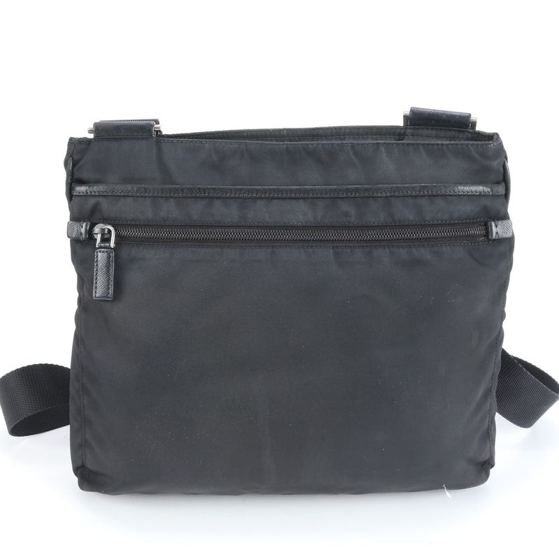 Prada Tessuto Nylon Triangle Logo Leather Shoulder Bag Crossbody Commuting
