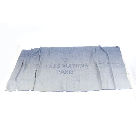 Louis Vuitton Logo Gradient Scarf Cashmere Silk Blend Shawl Large Size Blue Men