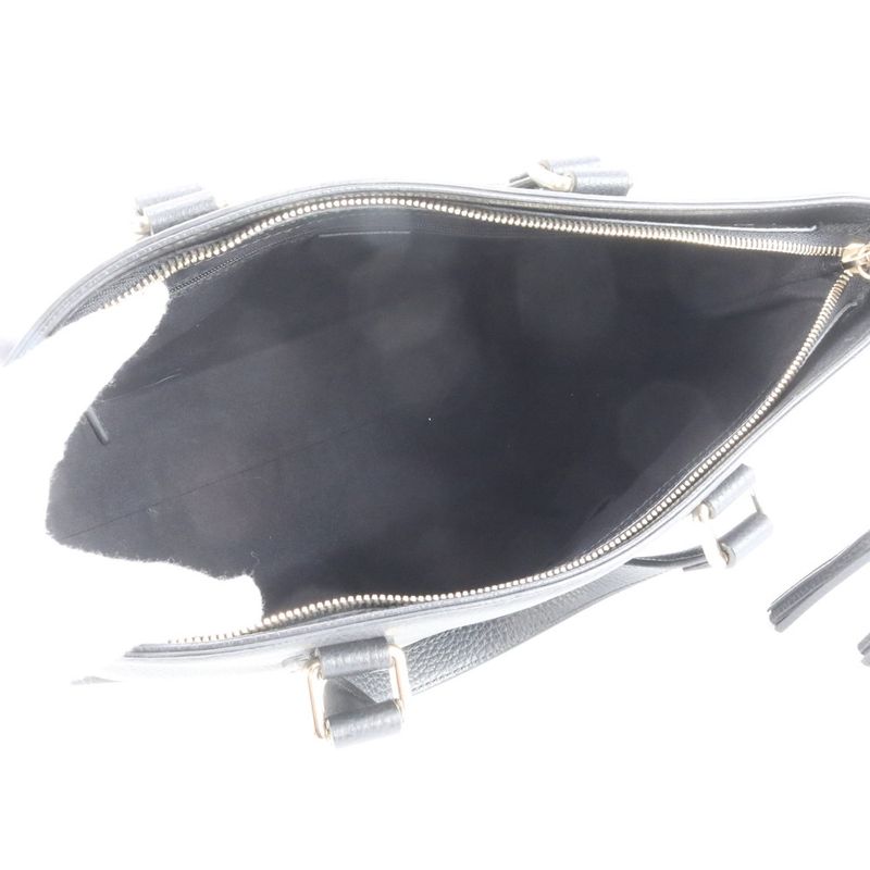 Gucci Bamboo Tassel 365346 Leather 2WAY Tote Bag Crossbody Shoulder Black A4