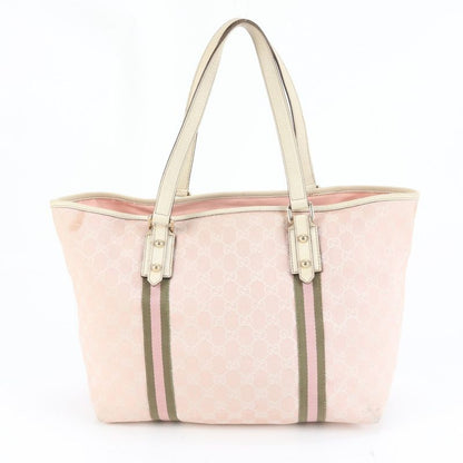 Gucci GG Canvas Sherry Line 139260 Leather Tote Bag Shoulder Pink A4 Ladies RUM