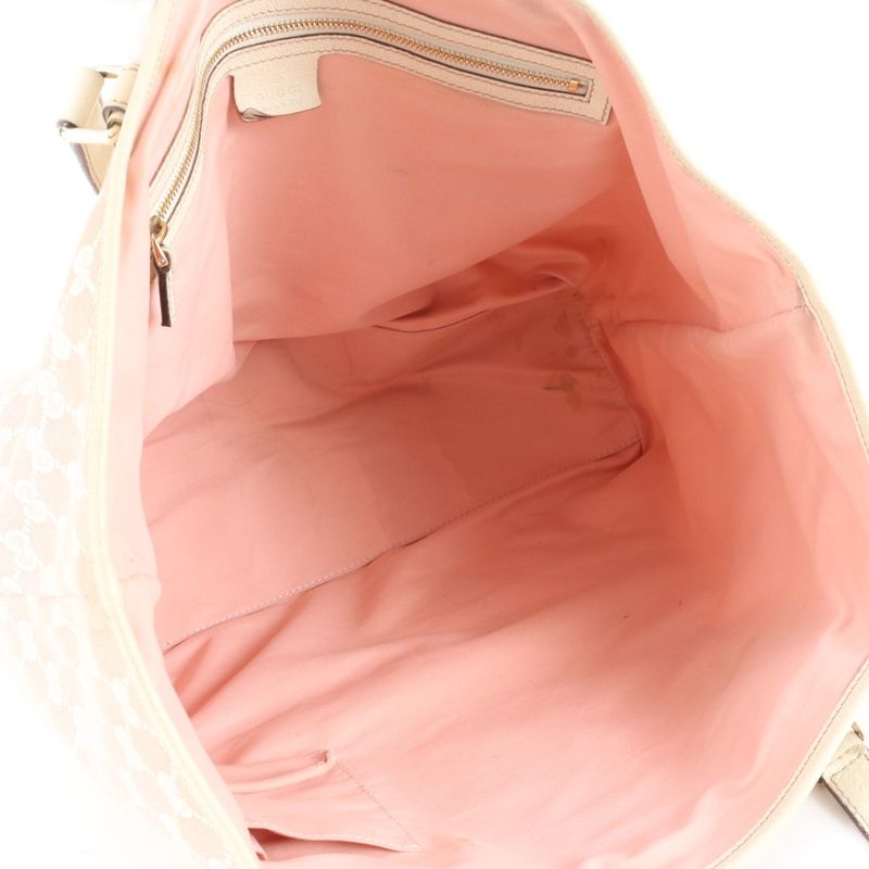 Gucci GG Canvas Sherry Line 139260 Leather Tote Bag Shoulder Pink A4 Ladies RUM