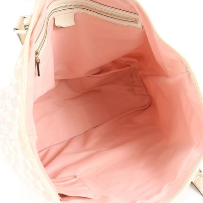 Gucci GG Canvas Sherry Line 139260 Leather Tote Bag Shoulder Pink A4 Ladies RUM