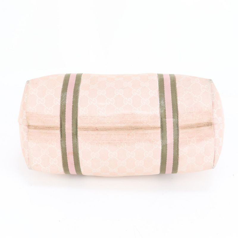 Gucci GG Canvas Sherry Line 139260 Leather Tote Bag Shoulder Pink A4 Ladies RUM