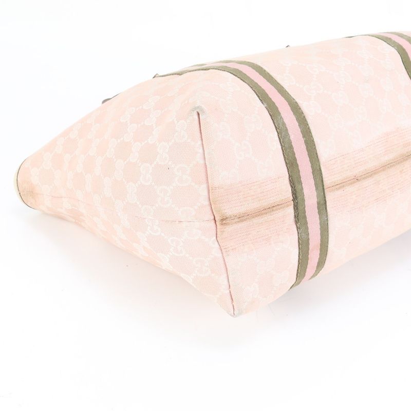 Gucci GG Canvas Sherry Line 139260 Leather Tote Bag Shoulder Pink A4 Ladies RUM