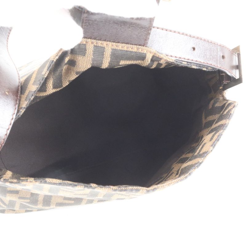 Fendi Zucca Mamma Bucket FF Hardware Leather Shoulder Bag Hand Brown Ladies RUM