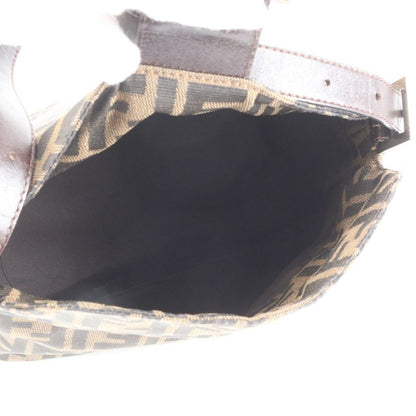 Fendi Zucca Mamma Bucket FF Hardware Leather Shoulder Bag Hand Brown Ladies RUM