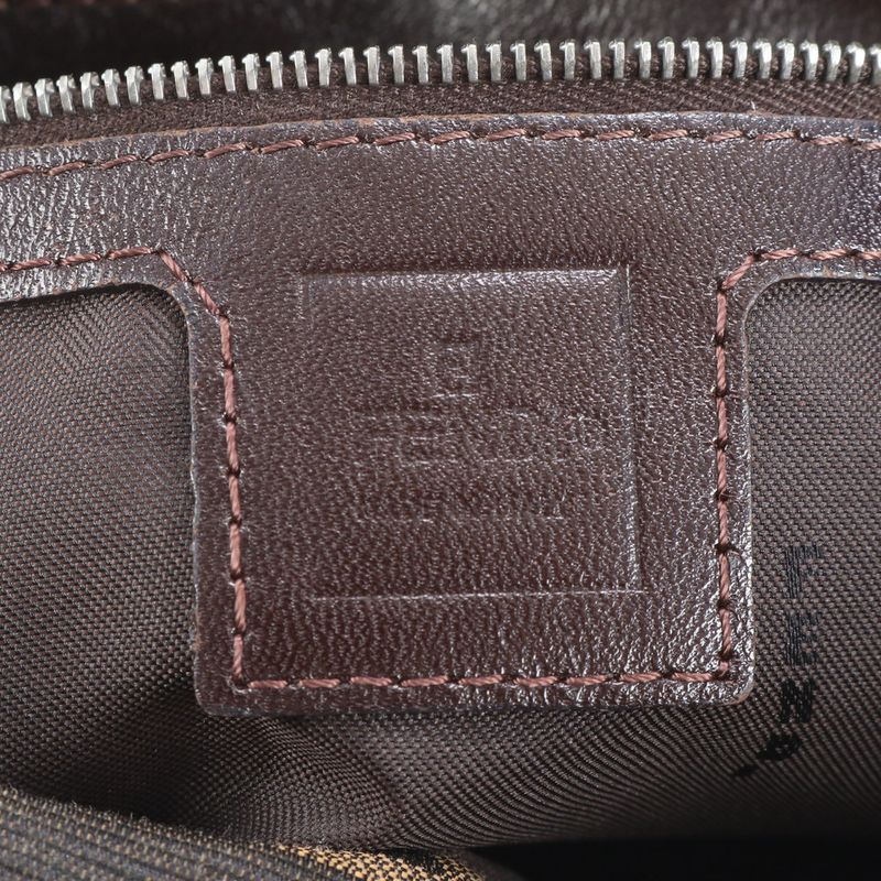 Fendi Zucca Mamma Bucket FF Hardware Leather Shoulder Bag Hand Brown Ladies RUM