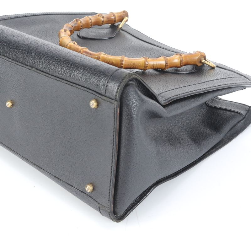 Gucci Bamboo Diana Leather Tote Bag Hand Genuine Leather Black Women's RUM