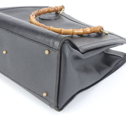 Gucci Bamboo Diana Leather Tote Bag Hand Genuine Leather Black Women's RUM