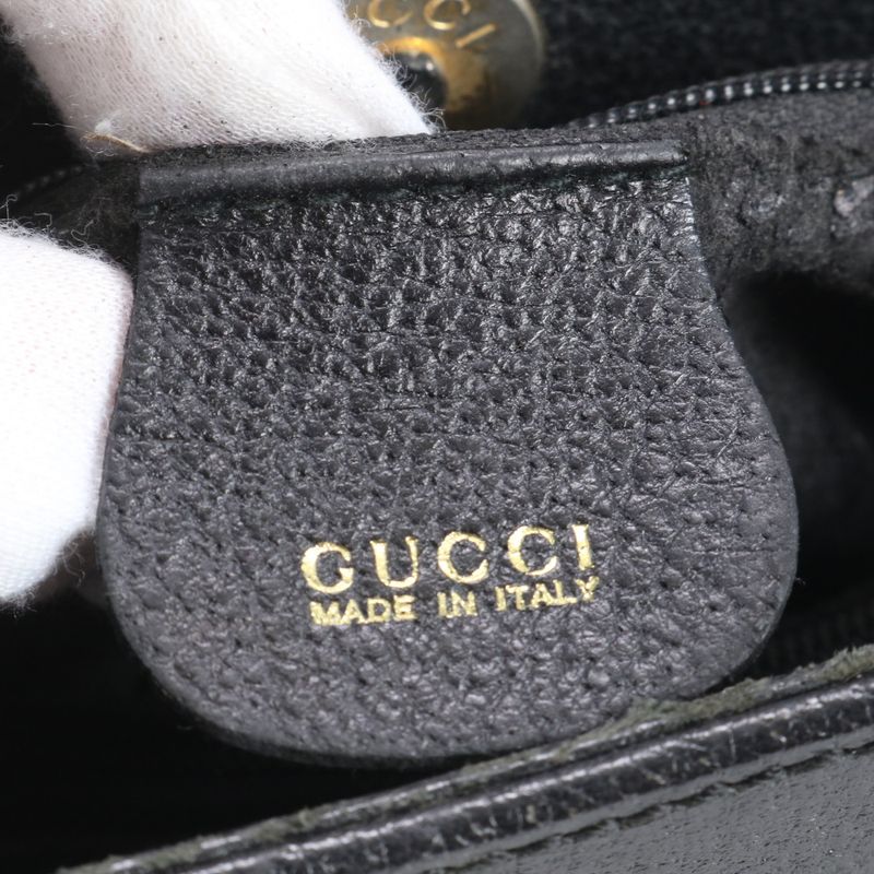 Gucci Bamboo Diana Leather Tote Bag Hand Genuine Leather Black Women's RUM