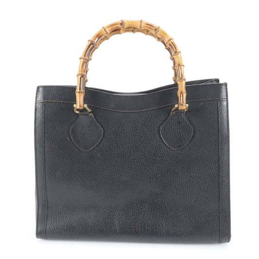 Gucci Bamboo Diana Leather Tote Bag Hand Genuine Leather Black Women's RUM