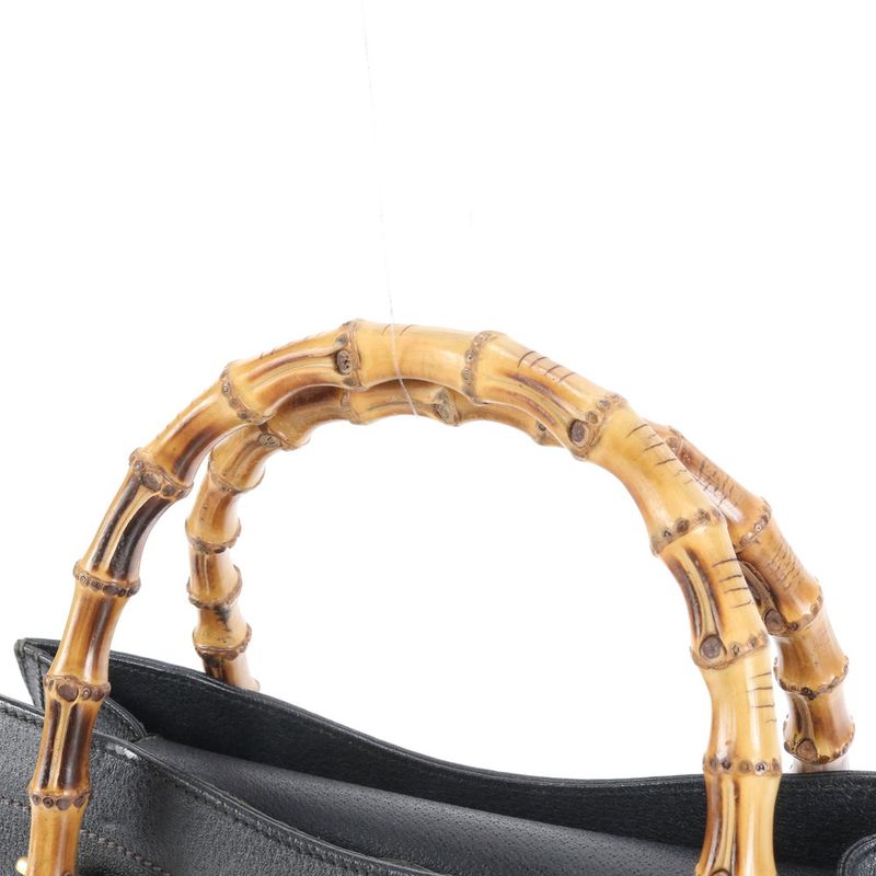 Gucci Bamboo Diana Leather Tote Bag Hand Genuine Leather Black Women's RUM