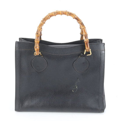 Gucci Bamboo Diana Leather Tote Bag Hand Genuine Leather Black Women's RUM