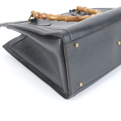 Gucci Bamboo Diana Leather Tote Bag Hand Genuine Leather Black Women's RUM