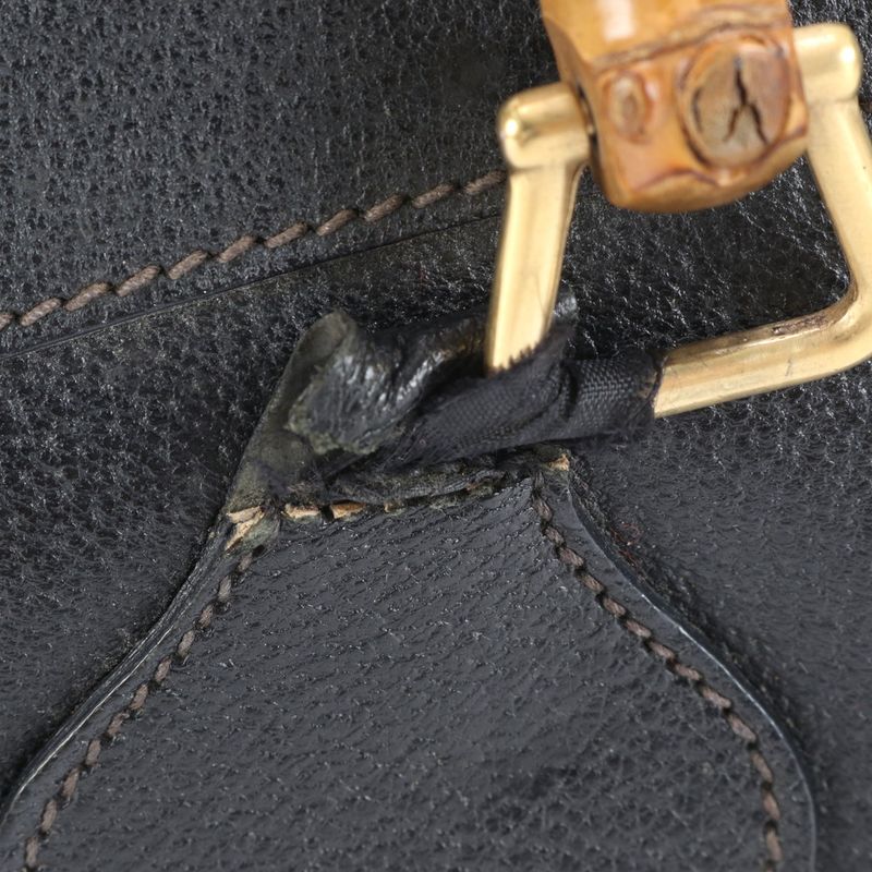 Gucci Bamboo Diana Leather Tote Bag Hand Genuine Leather Black Women's RUM