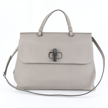 Gucci Bamboo Daily 370830 Leather 2WAY Shoulder Bag Crossbody Hand Genuine