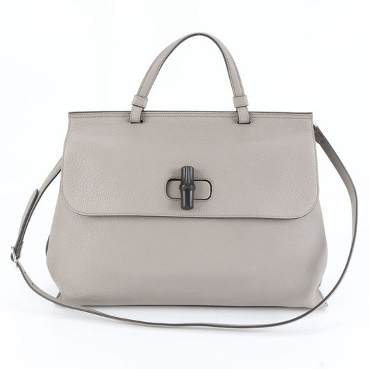 Gucci Bamboo Daily 370830 Leather 2WAY Shoulder Bag Crossbody Hand Genuine