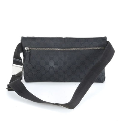 Gucci GG Canvas 28566 Leather 2WAY Body Bag Crossbody Waist Pouch Shoulder