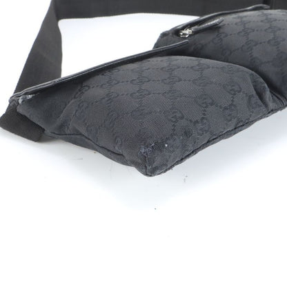 Gucci GG Canvas 28566 Leather 2WAY Body Bag Crossbody Waist Pouch Shoulder