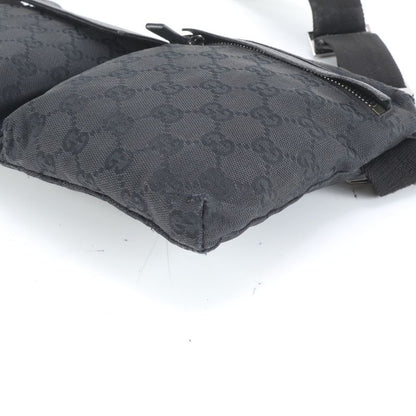 Gucci GG Canvas 28566 Leather 2WAY Body Bag Crossbody Waist Pouch Shoulder