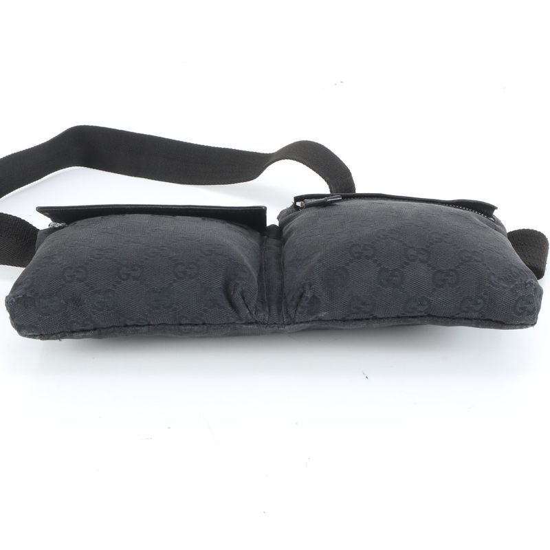 Gucci GG Canvas 28566 Leather 2WAY Body Bag Crossbody Waist Pouch Shoulder