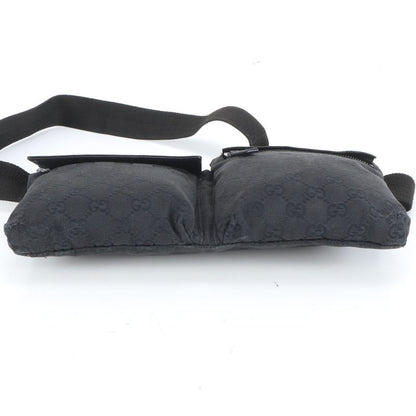 Gucci GG Canvas 28566 Leather 2WAY Body Bag Crossbody Waist Pouch Shoulder