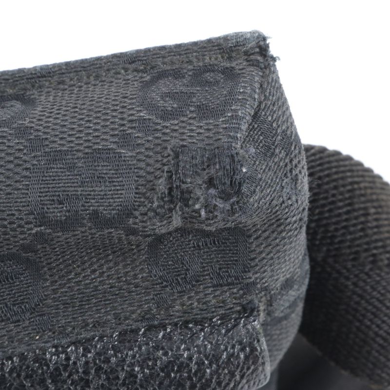 Gucci GG Canvas 28566 Leather 2WAY Body Bag Crossbody Waist Pouch Shoulder