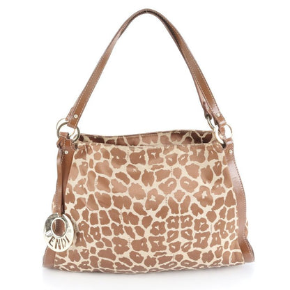 Fendi Leopard Pattern 8br652-ao8 Leather Nylon Tote Bag Shoulder Hand Ladies