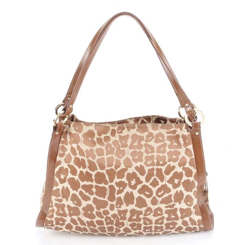 Fendi Leopard Pattern 8br652-ao8 Leather Nylon Tote Bag Shoulder Hand Ladies