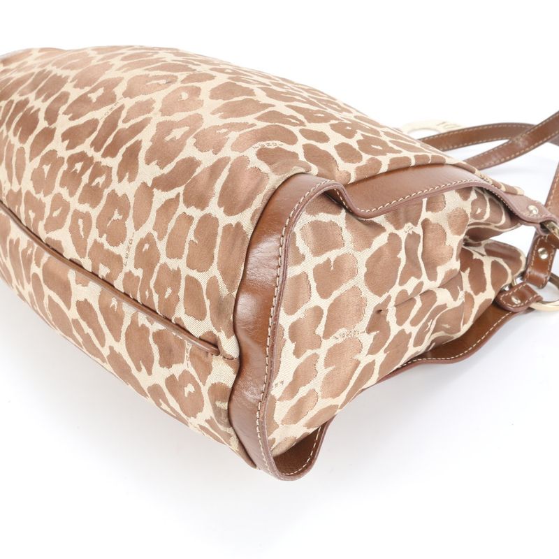 Fendi Leopard Pattern 8br652-ao8 Leather Nylon Tote Bag Shoulder Hand Ladies