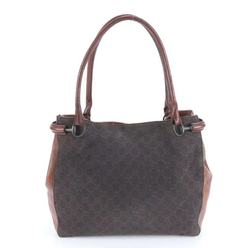 Gucci GG Canvas Horsebit 101346 Leather Tote Bag Shoulder Hand Genuine Leather
