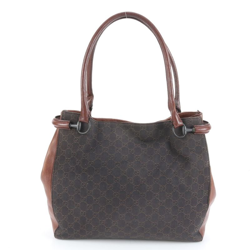 Gucci GG Canvas Horsebit 101346 Leather Tote Bag Shoulder Hand Genuine Leather
