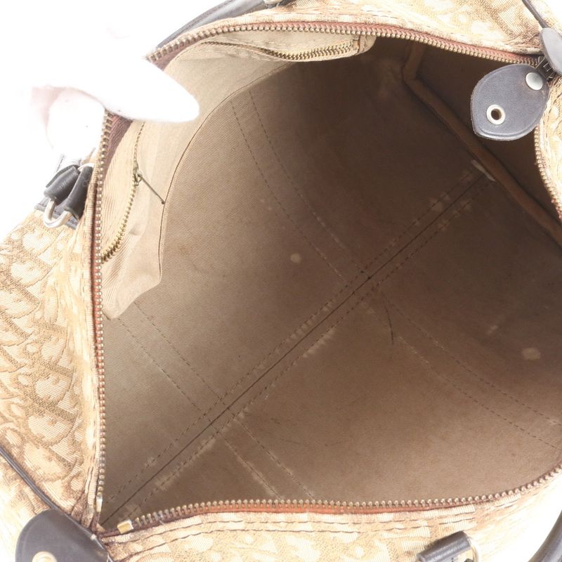 Christian Dior Trotter Leather Canvas Boston Bag Business Travel Tote Carry