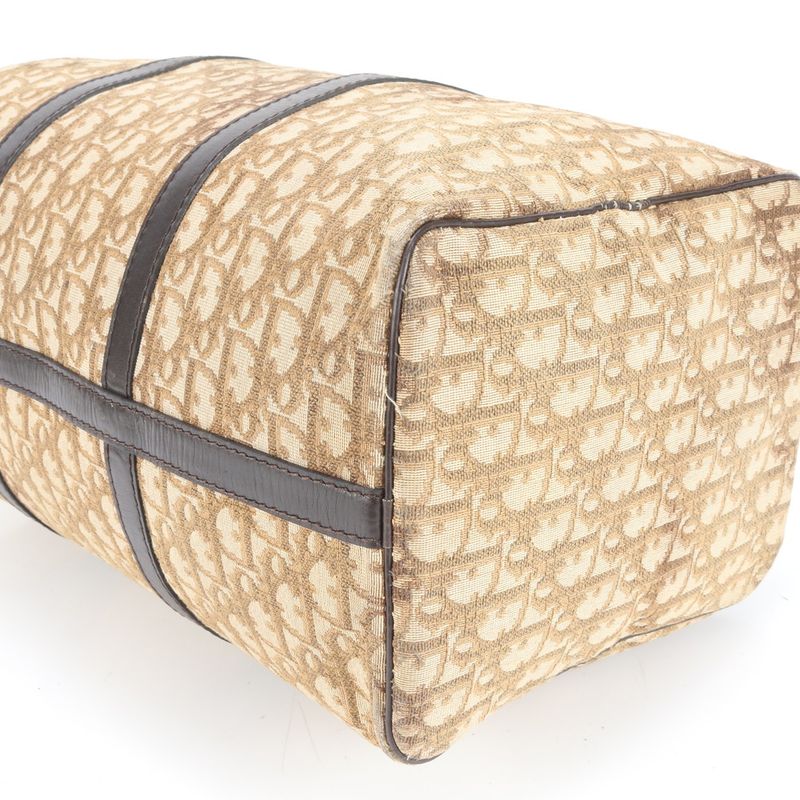 Christian Dior Trotter Leather Canvas Boston Bag Business Travel Tote Carry