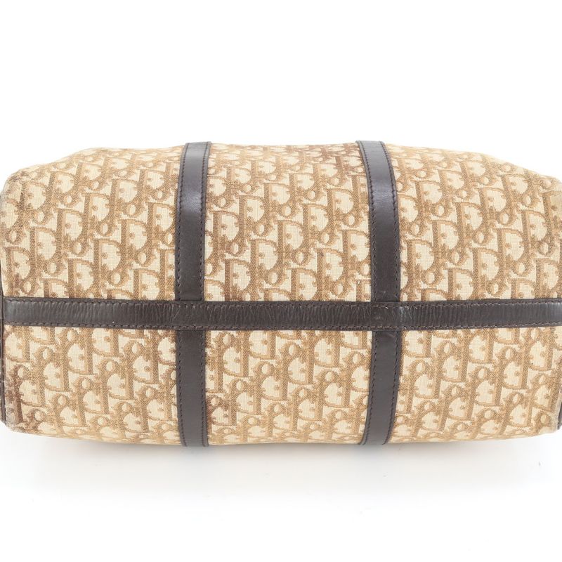 Christian Dior Trotter Leather Canvas Boston Bag Business Travel Tote Carry