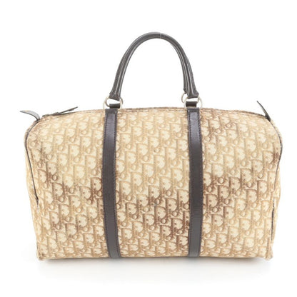 Christian Dior Trotter Leather Canvas Boston Bag Business Travel Tote Carry